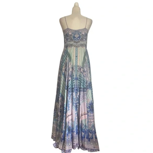 Camilla Salvador Summer Long Silk Maxi Dress‎ With Tie Front Size Small - Picture 11 of 16